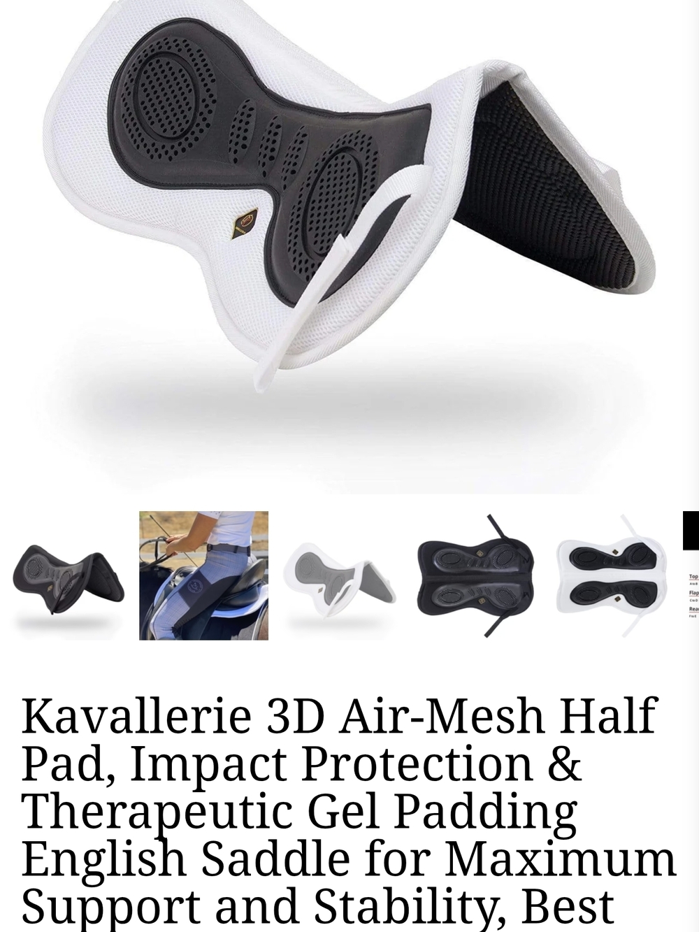 White & Black 3D Air-Mesh Half Pad with Gel Impact Protection